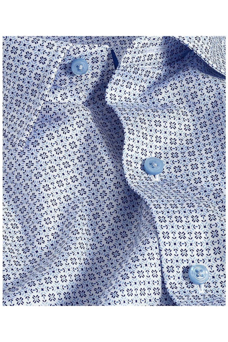 Geometric Print Cotton Sport Shirt, Alternate, color, WHITE/ BLUE