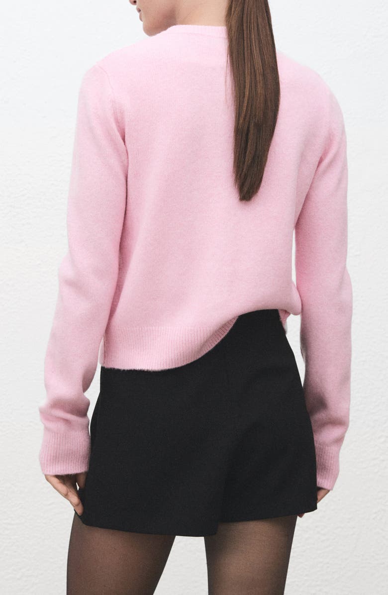 MANGO Covered Button Crewneck Cardigan, Alternate, color, Pink