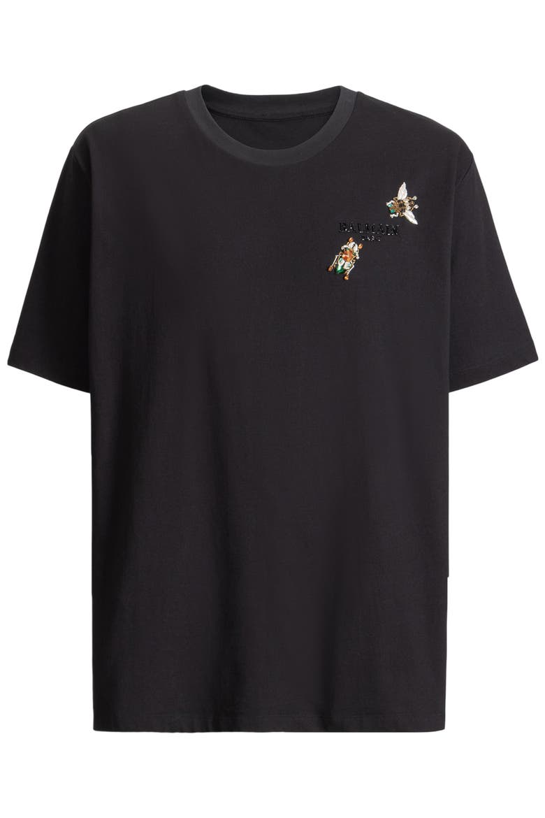 Embroidered Balmain Insect T-shirt, Alternate, color, black