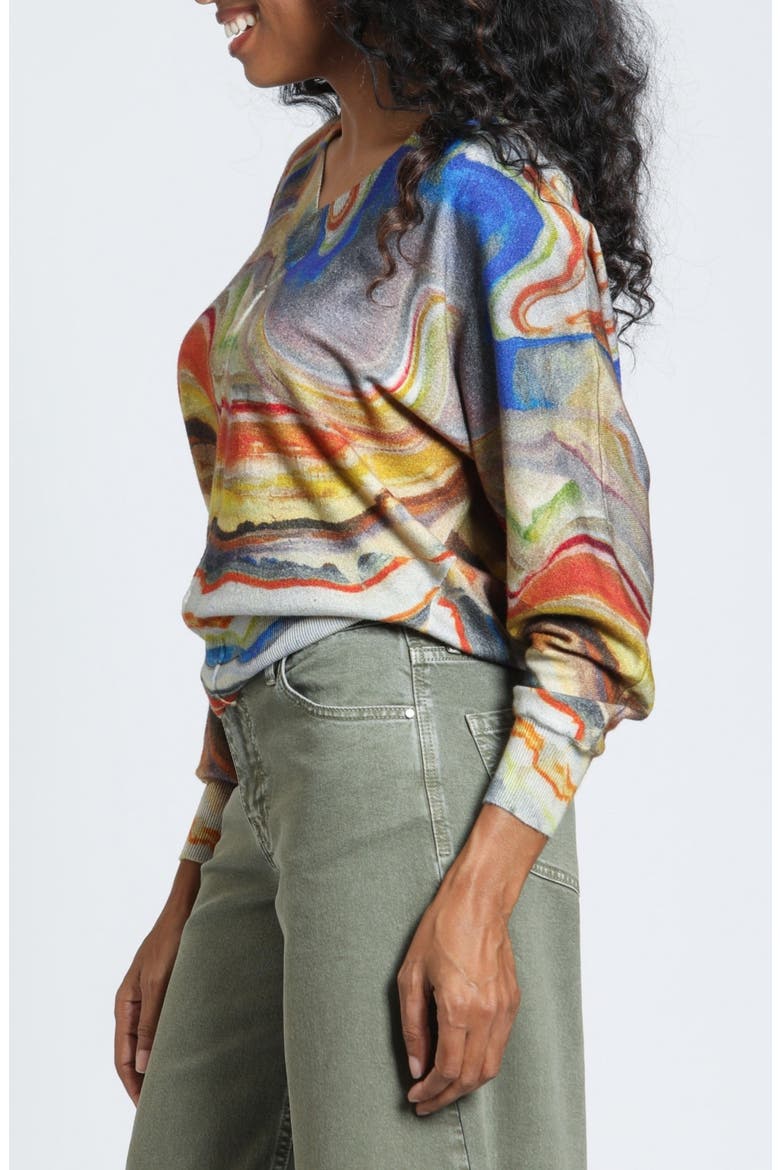 Marbleized Earth V-Neck Sweater, Alternate, color, DESERT MIRAGE