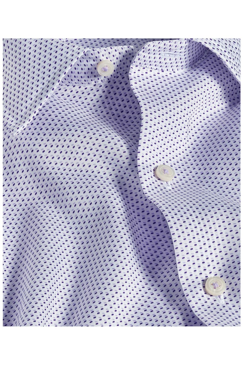 Neat Print Short Sleeve Shirt, Alternate, color, WHITE/ PURPLE