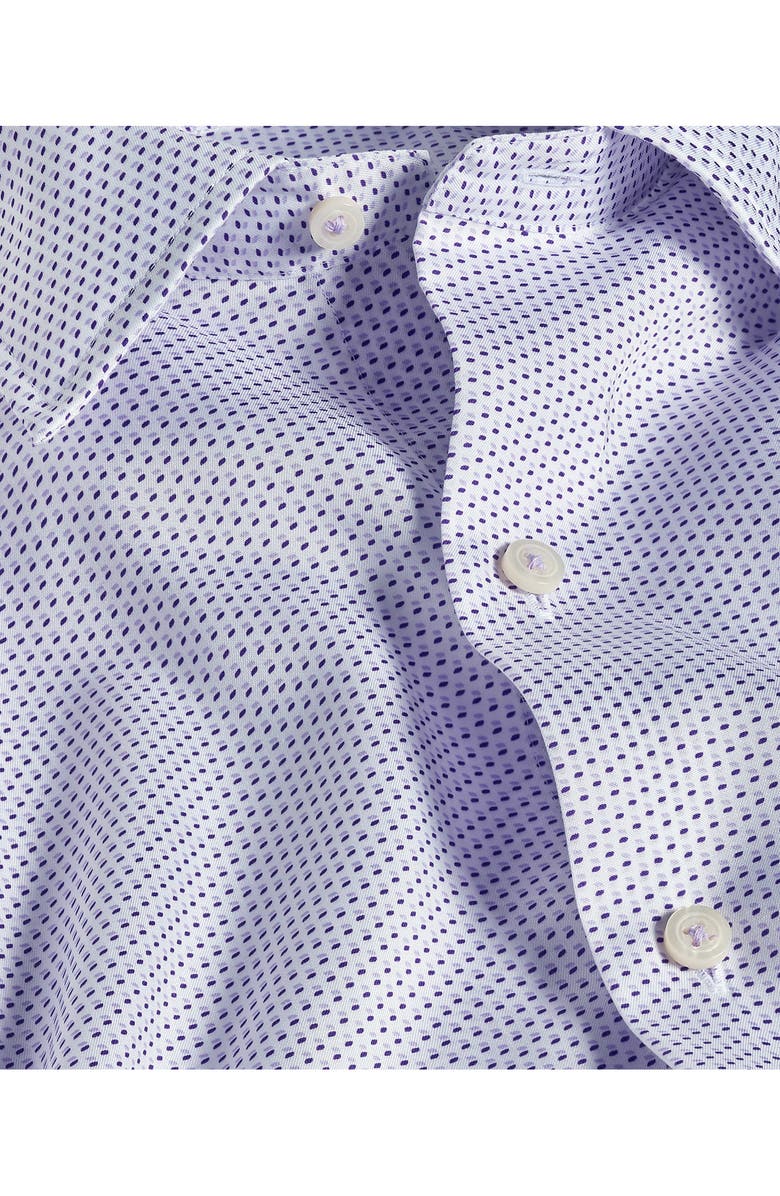 David Donahue Neat Print Short Sleeve Shirt, Alternate, color, White/ Purple
