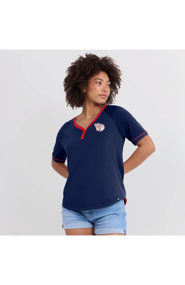 FANATICS Women's Fanatics Navy Cleveland Guardians League Diva Star Raglan V-Neck T-Shirt, Alternate, color, Navy