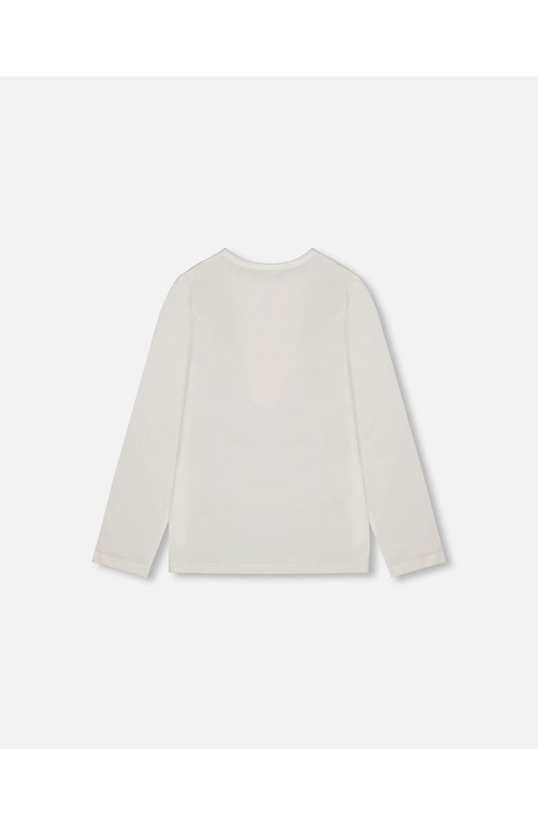 Deux par Deux Organic Cotton Long Sleeve T-Shirt with Hot Chocolate, Alternate, color, Off-White