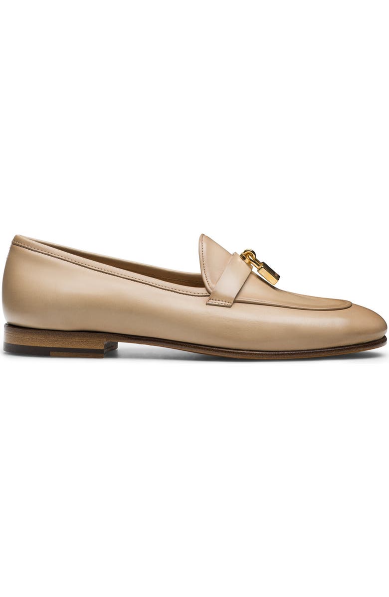 Magnanni Stella Lock Leather Loafer, Alternate, color, Taupe