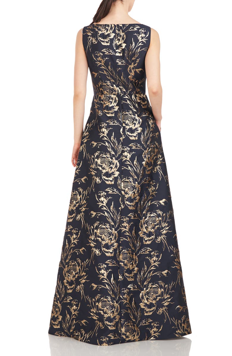 Kay Unger Sterling Metallic Jacquard Gown, Alternate, color, 