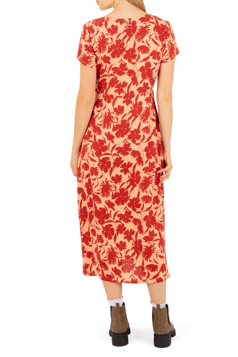 Sunset Floral Midi Dress, Alternate, color, PAPAYA PUNCH