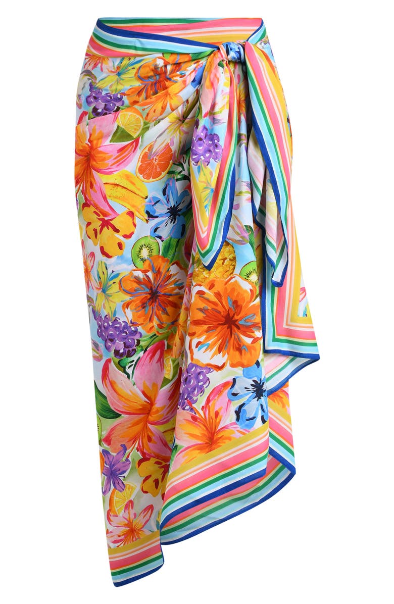 La Blanca Flora De Fruta Cover-Up Sarong, Alternate, color, Blue/ Green Multi