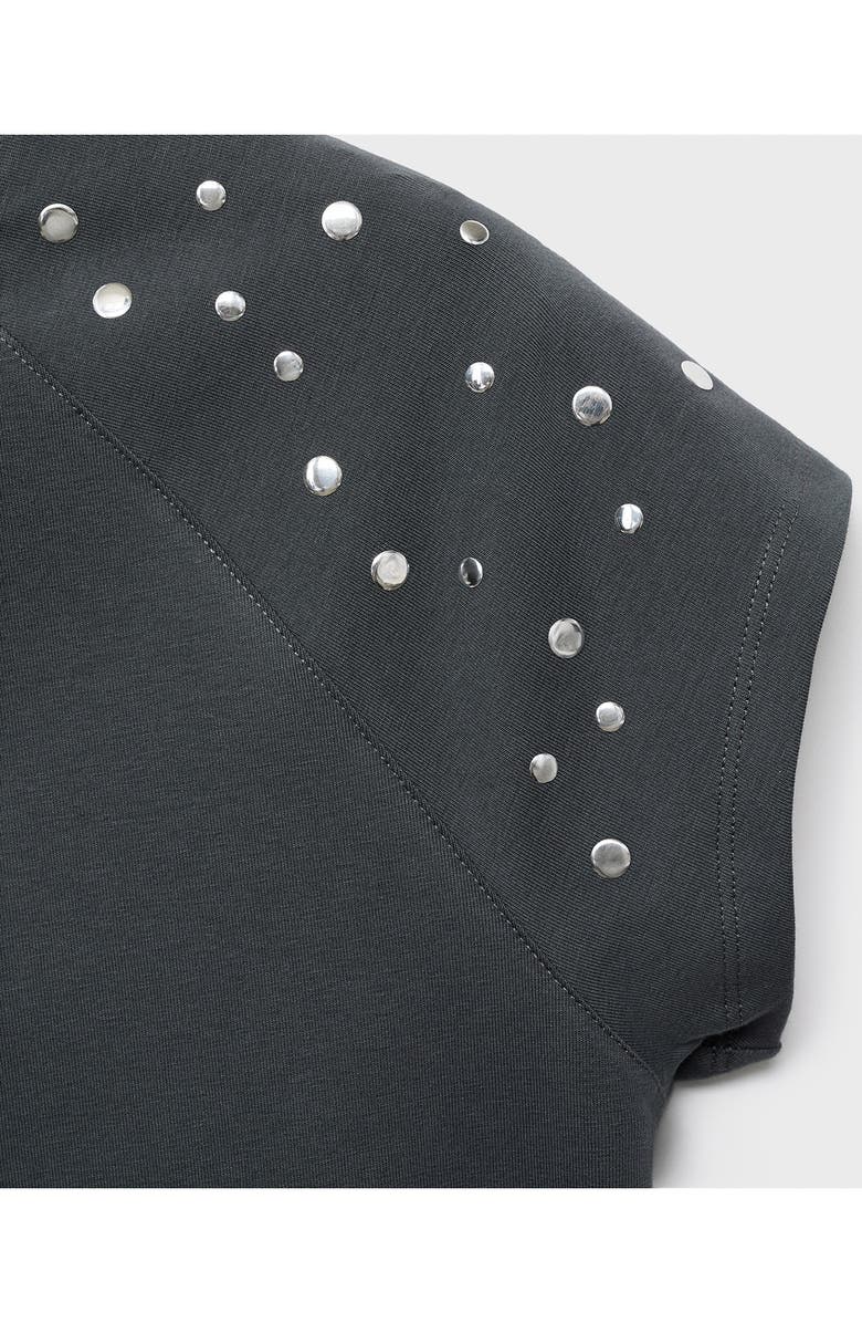 MANGO Stud Crop Top, Alternate, color, Charcoal