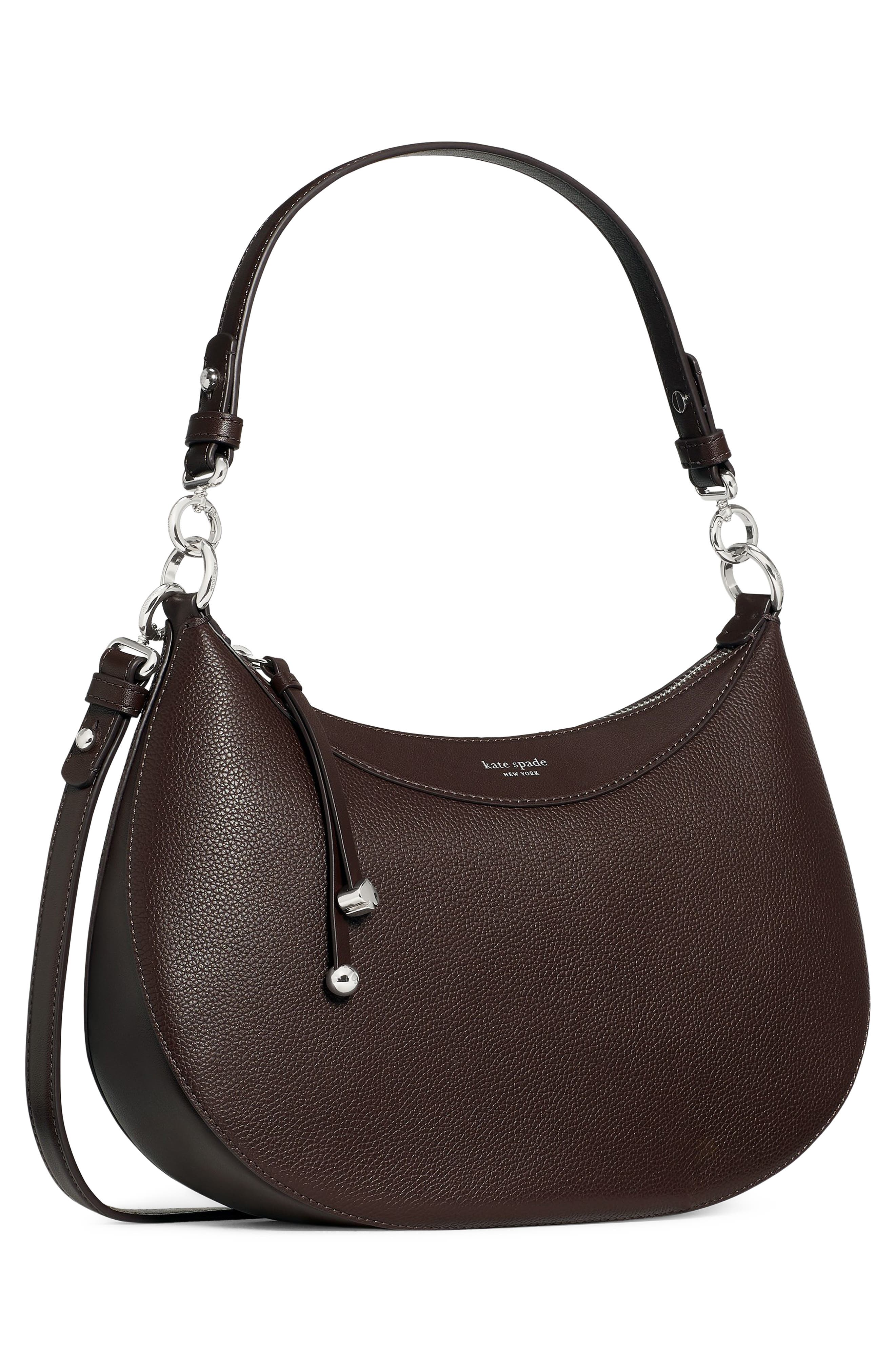 Liv Pebbled Leather Shoulder Bag, Alternate, color, HOT FUDGE