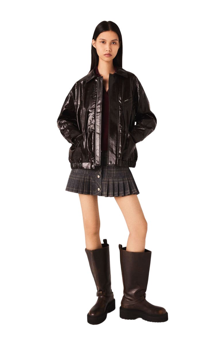 maje Crackled faux leather jacket, Alternate, color, Dark Brown