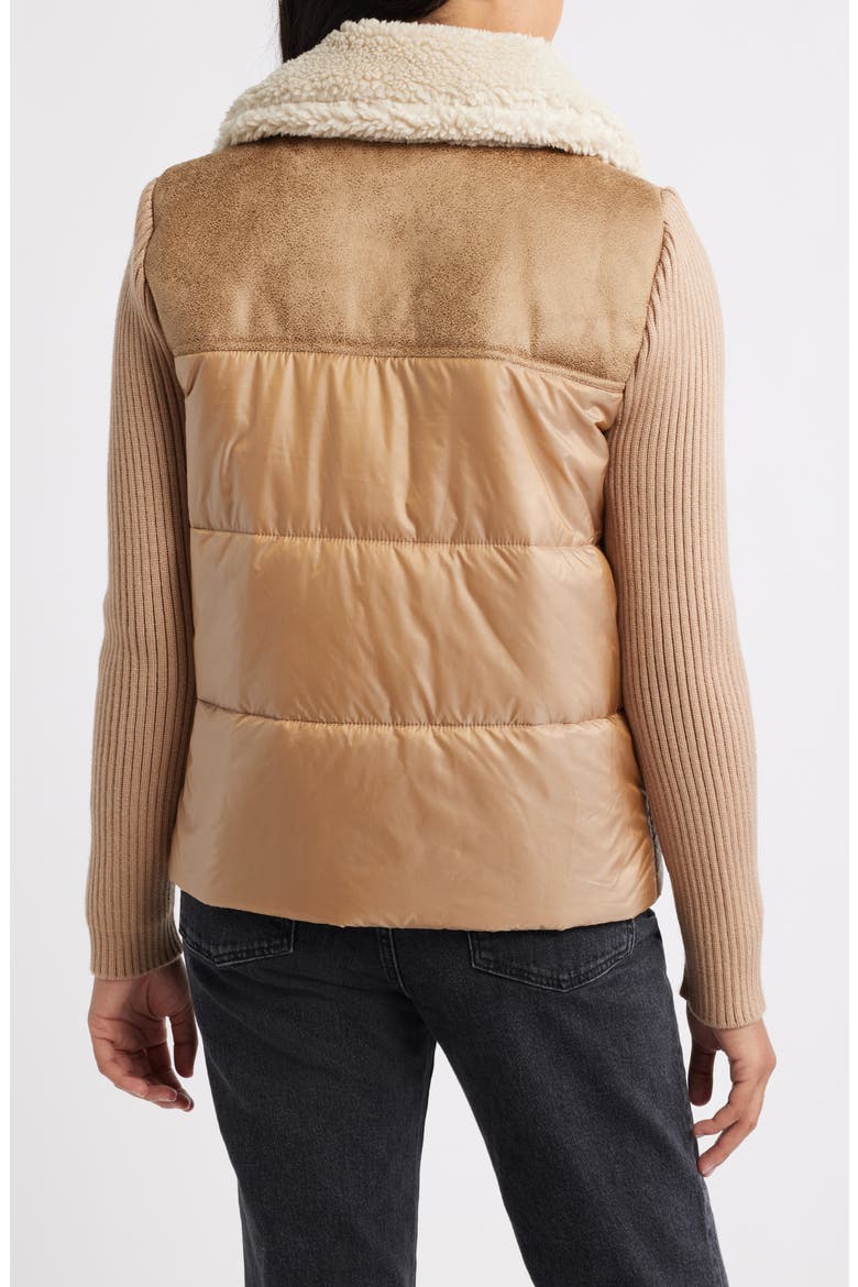 Breck EcoPlume™ Puffer Knit Jacket, Alternate, color, DARK TAUPE / TAN SHEARLING