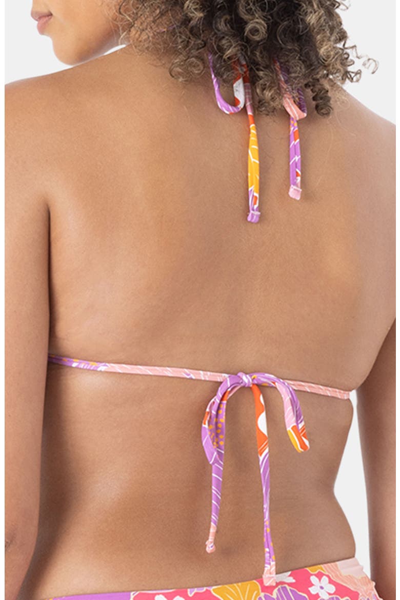 Bell Bottom Blooms Tiki Triangle Bikini Top, Alternate, color, LILAC MULTI