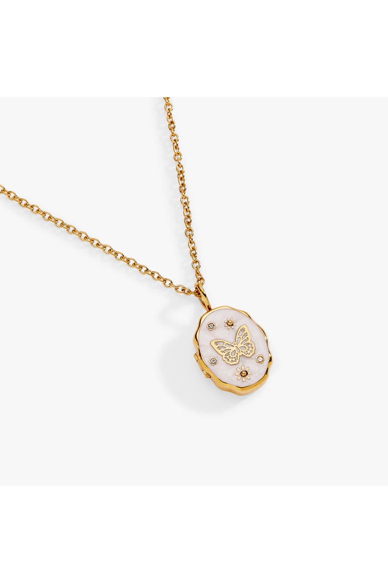 Filigree Butterfly Locket Pendant Necklace, Alternate, color, Gold