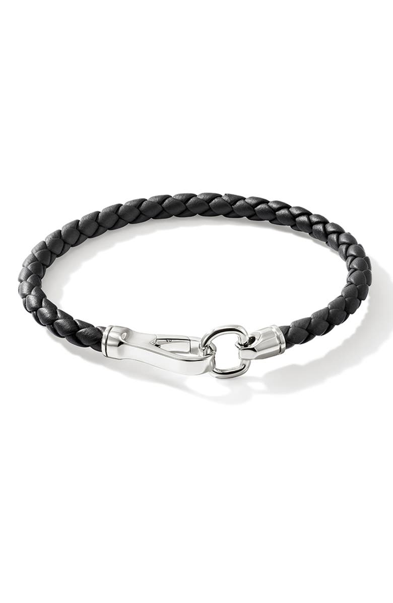 John Hardy Men's Braided Leather Bracelet, Alternate, color, Black/ Silver