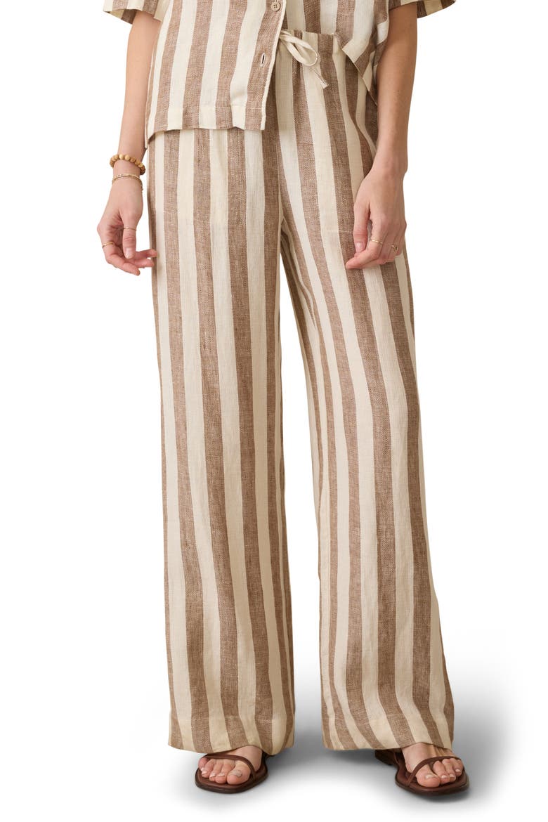 Palma Linen Stripe Drawstring Pants, Main, color, COCOA BEACH STRIPE