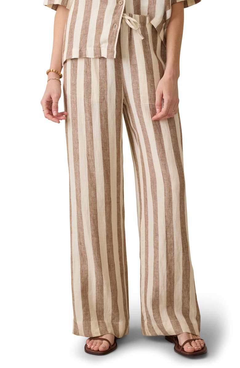 Faherty Palma Linen Stripe Drawstring Pants, Main, color, Cocoa Beach Stripe