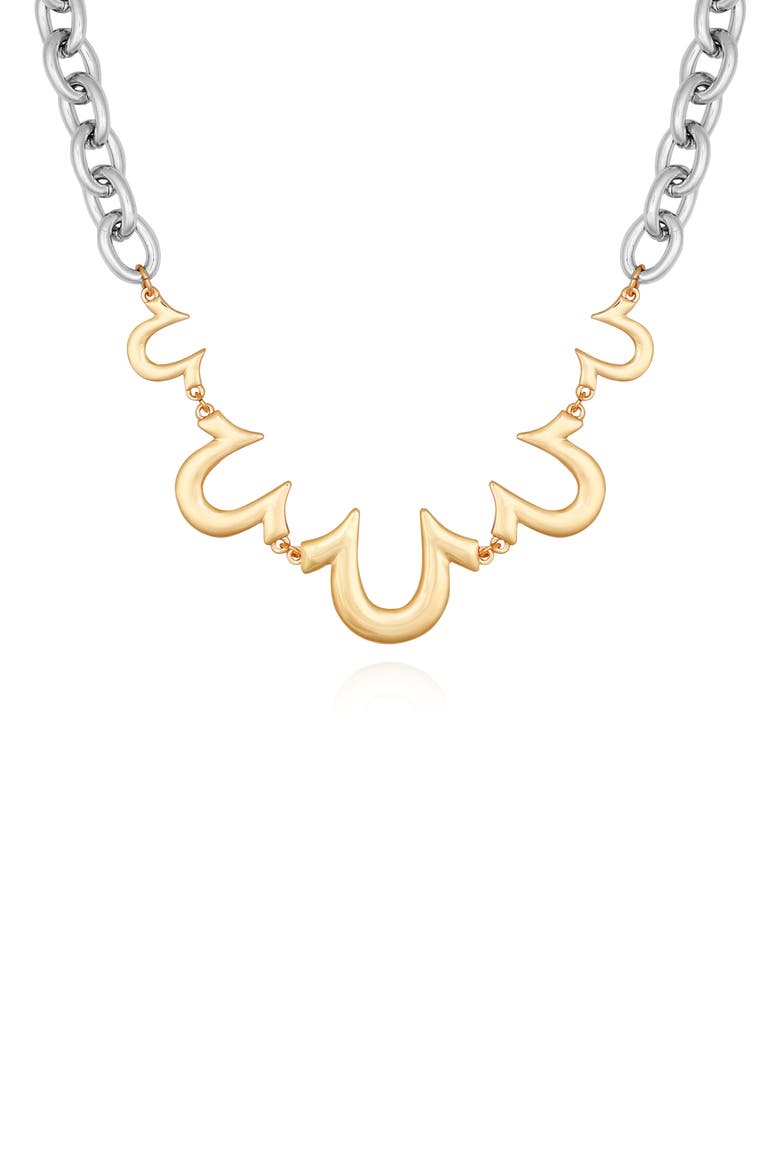Horseshoe Two-Tone Chain Necklace, Main, color, TWO TONE