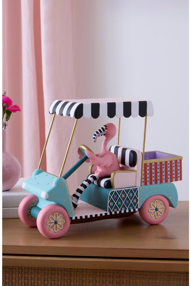 Patience Brewster Sheldon Flamingo Goes Golfing Figurine, Alternate, color, TEAL MULTI