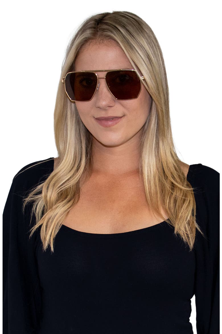 Goldie 60mm Polarized Aviator Sunglasses, Alternate, color, GOLD/ BROWN