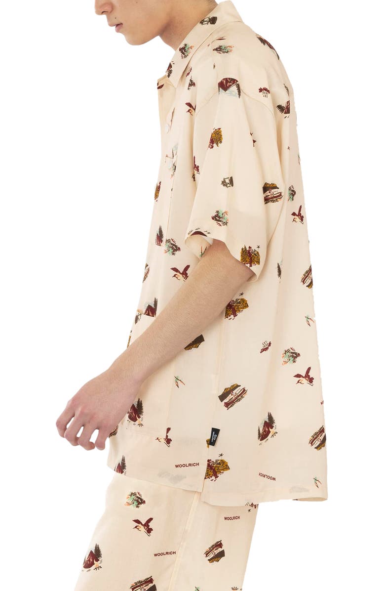 Woolrich Mountain Print Short Sleeve Button-Up Shirt, Alternate, color, 