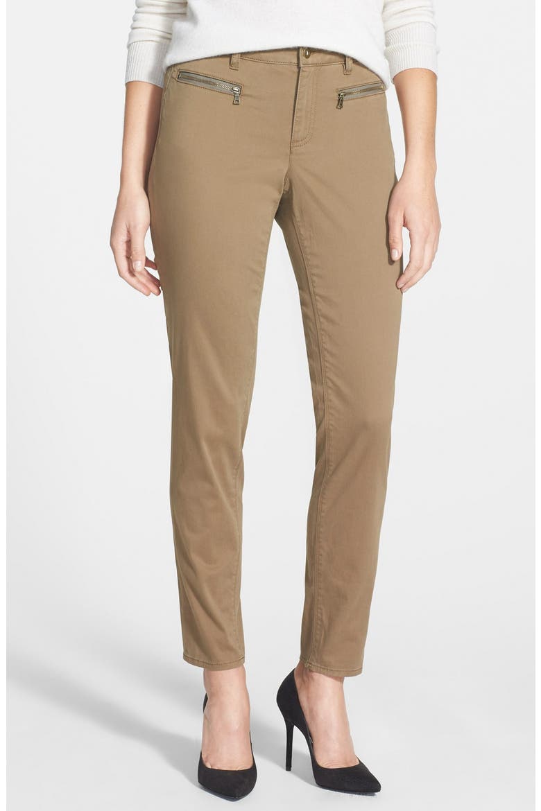 Washed Sateen Slim Pants, Main, color, CARIBOU