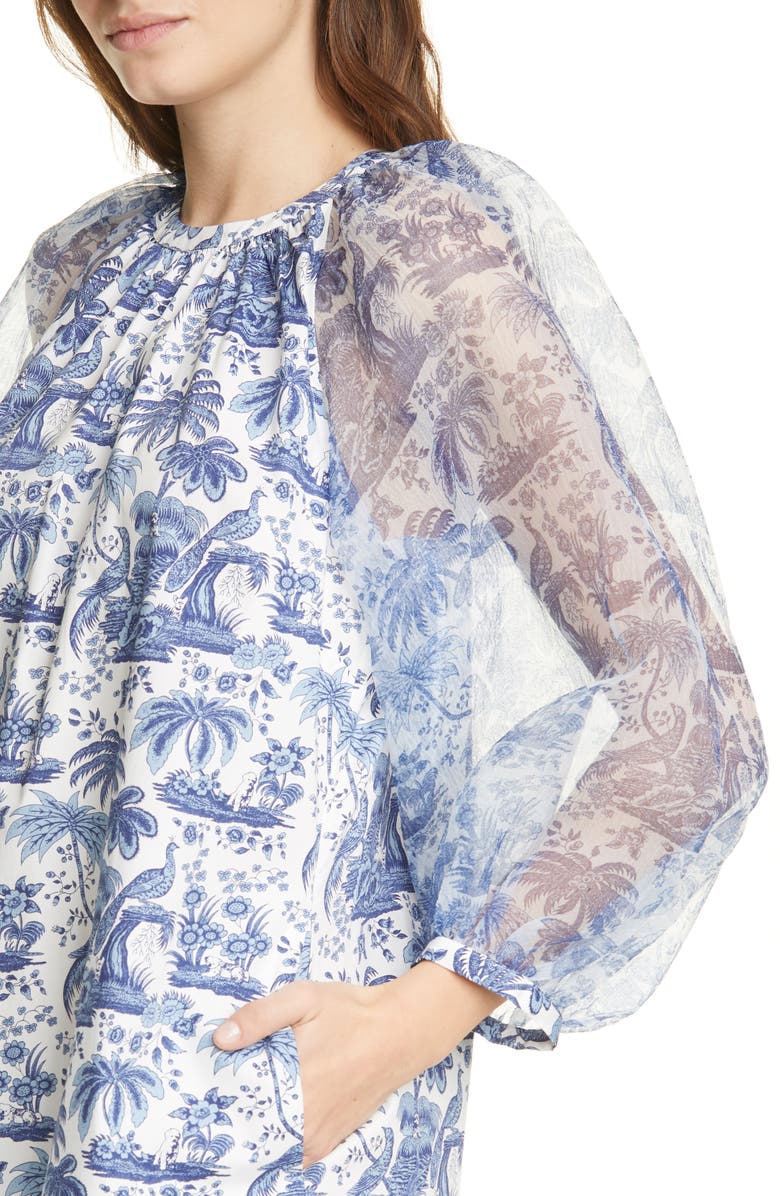 STAUD Garden Balloon Sleeve Shift Dress, Alternate, color, 