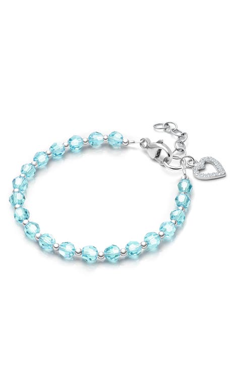 Sterling Silver Birthstone Crystal 6.25" Bracelet