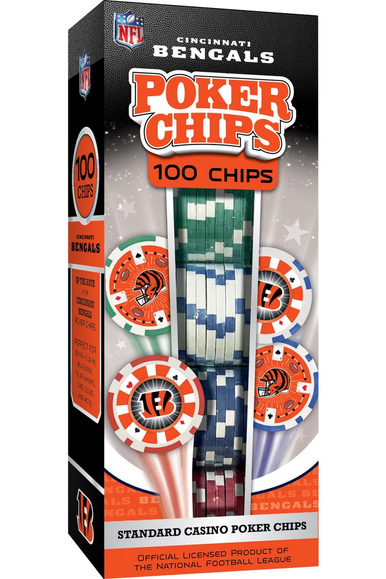 Cincinnati Bengals 100 Piece Poker Chips, Main, color, Multicolor