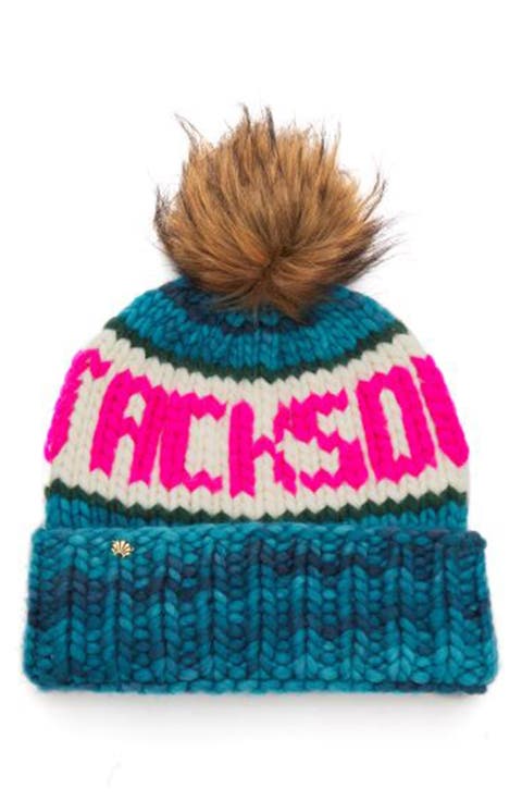 Jackson Hole Merino Wool Beanie with Faux Fur Pompom
