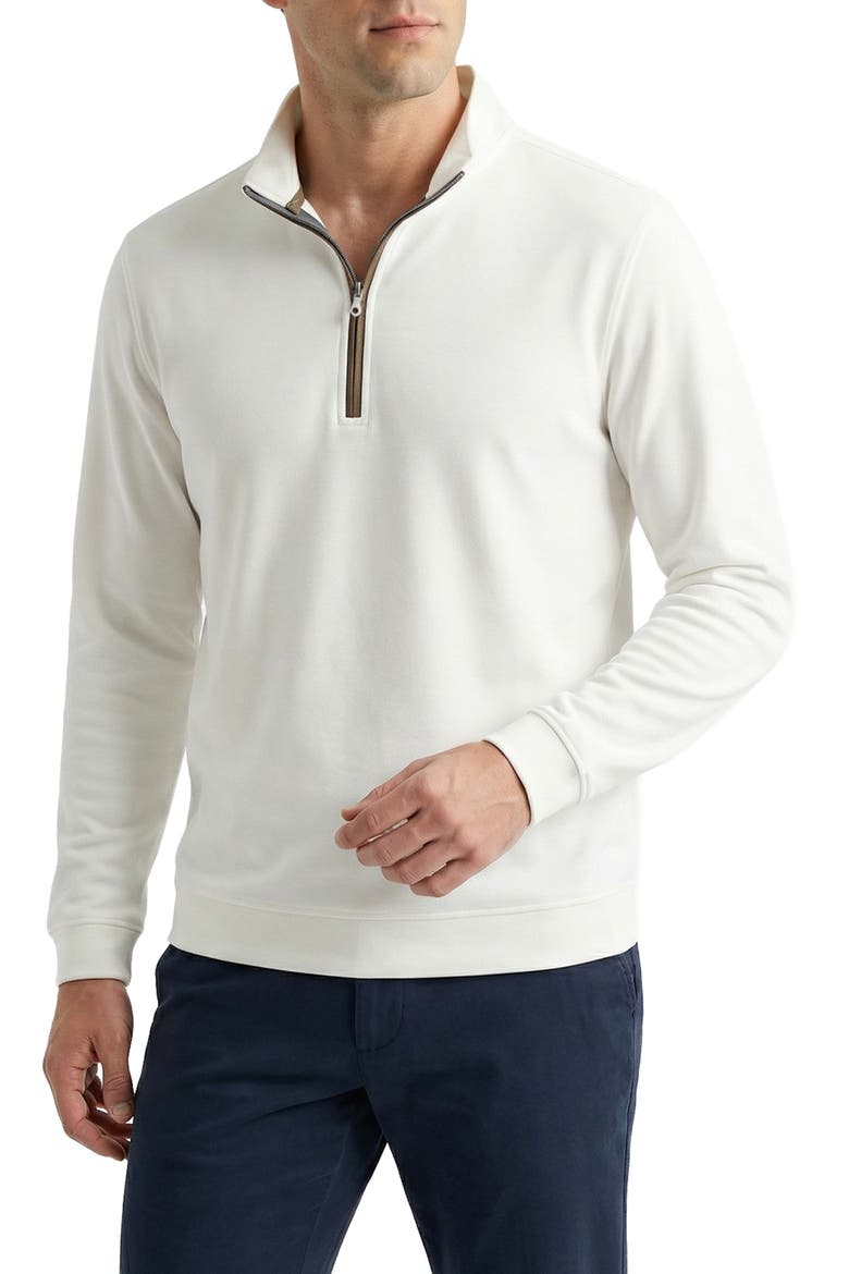 Stretch Heather Fleece Quarter Zip Pullover, Main, color, WINTER WHITE