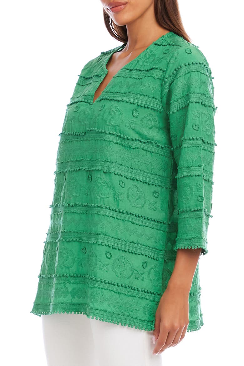 Embroidered Cotton Tunic Top, Alternate, color, GREEN
