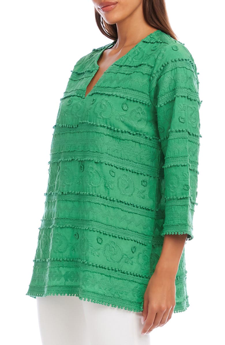Karen Kane Embroidered Cotton Tunic Top, Alternate, color, Green