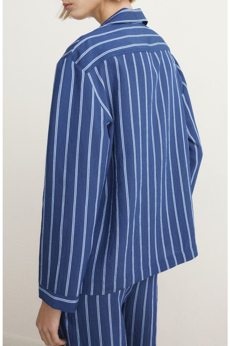 Stripe Button-Up Pajama Shirt, Alternate, color, INDIGO BLUE
