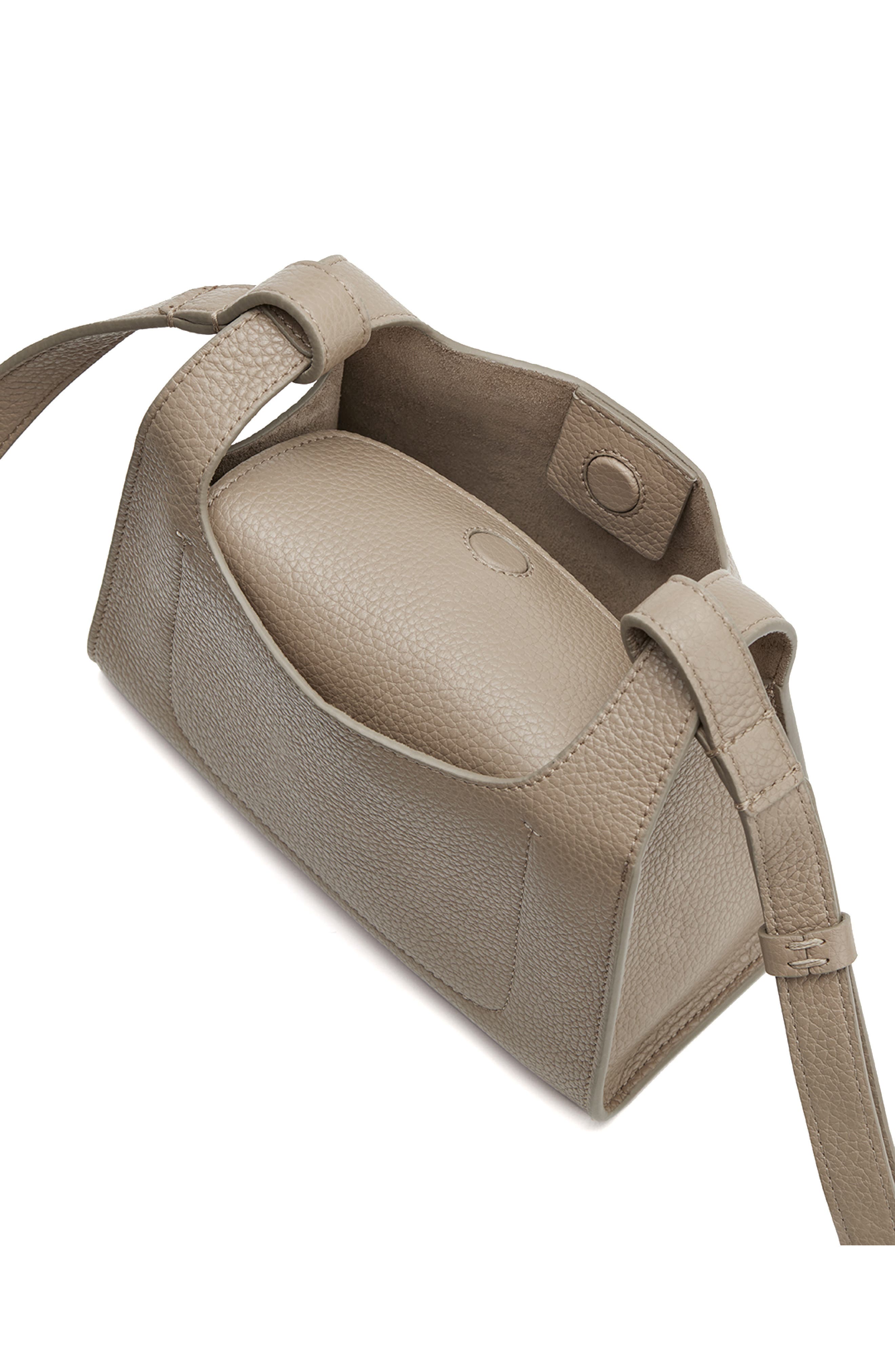 Mini Double Loop Leather Crossbody Bag, Alternate, color, STONE