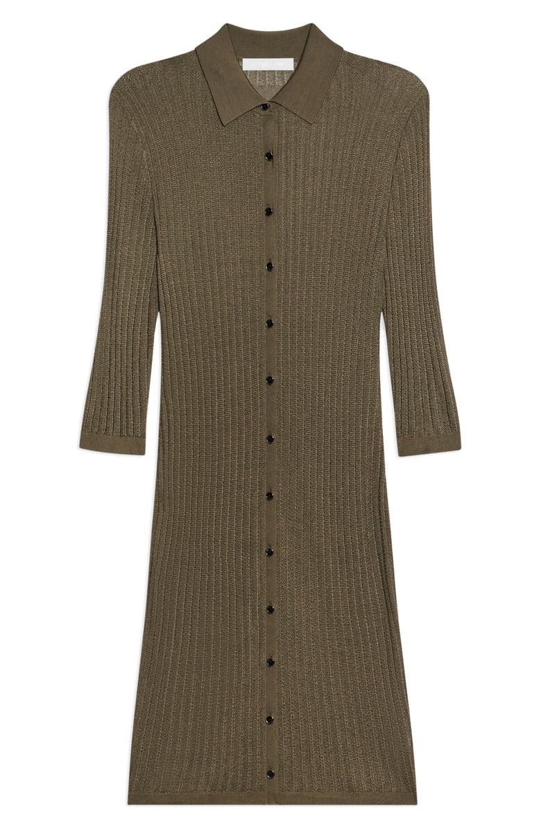 Helmut Lang Longline Pointelle Dress, Alternate, color, Cognac