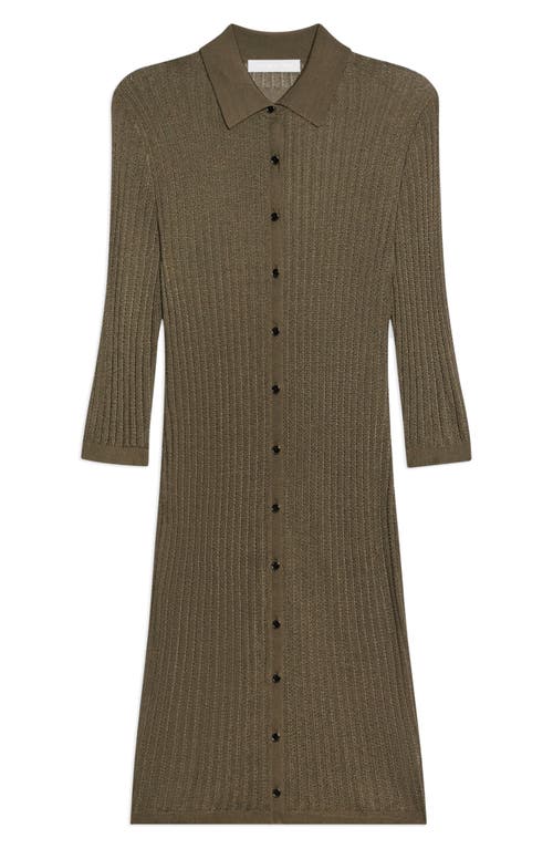 Helmut Lang Longline Pointelle Dress In Cognac