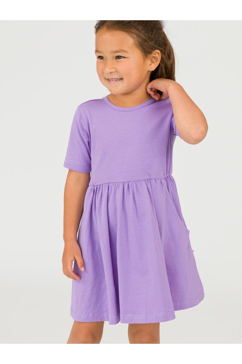 Knit Short Sleeve Twirl Dress, Alternate, color, Wisteria Purple