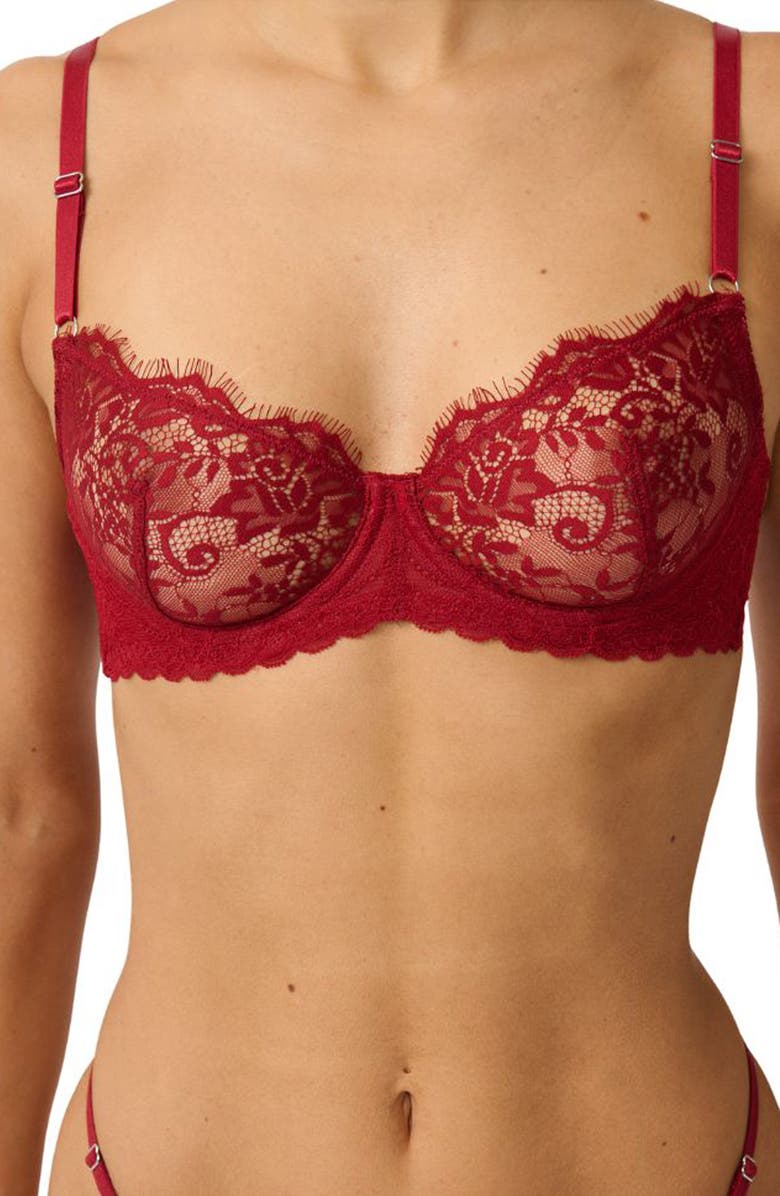 Kat The Label Maverick Lace Underwire Bra, Main, color, Red