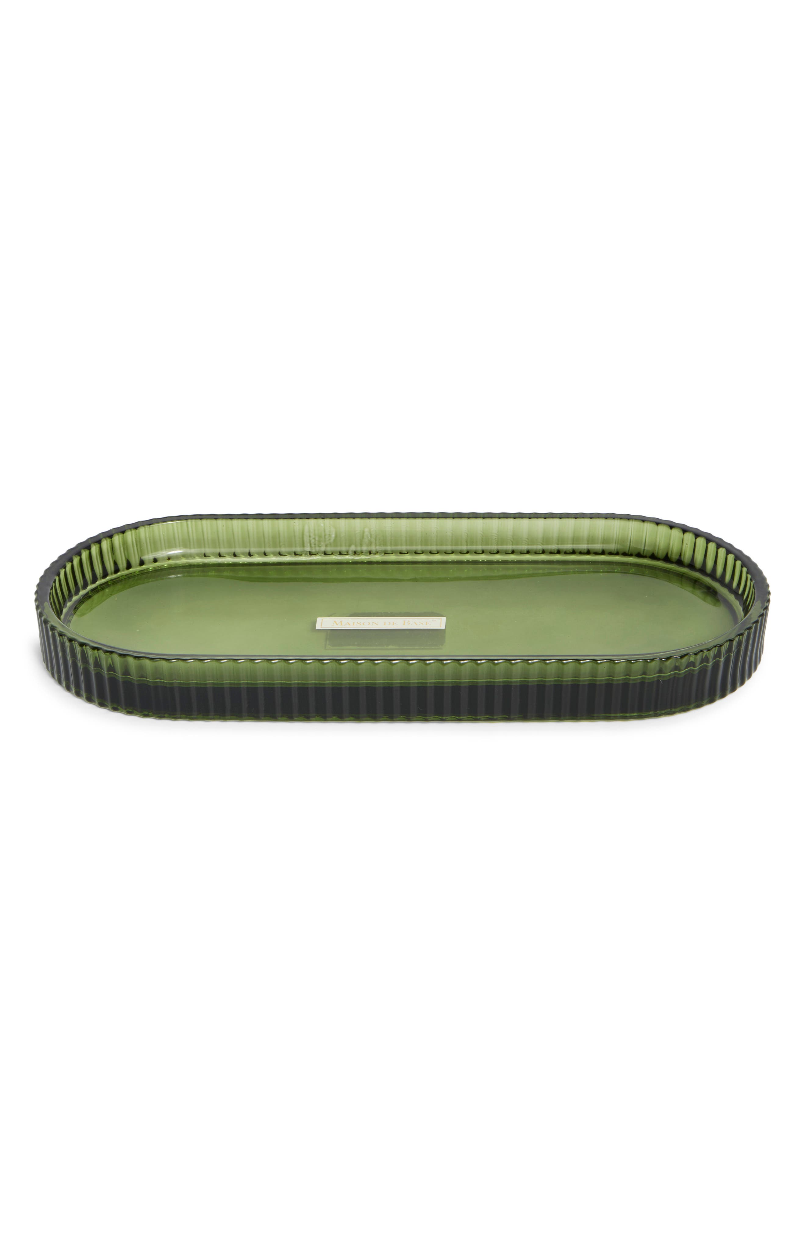 Ribbed Glass Vanity Tray