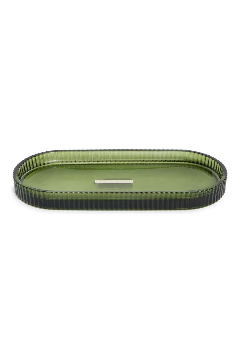 Ribbed Glass Vanity Tray, Main, color, DARKGRN