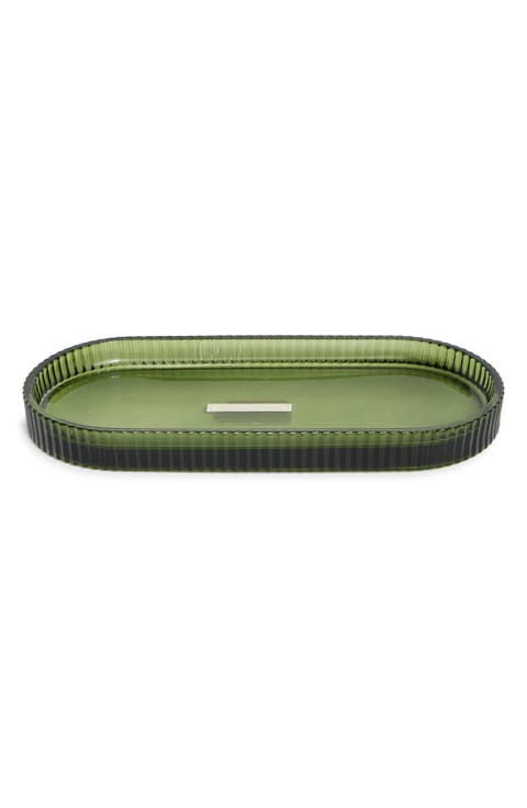 Ribbed Glass Vanity Tray