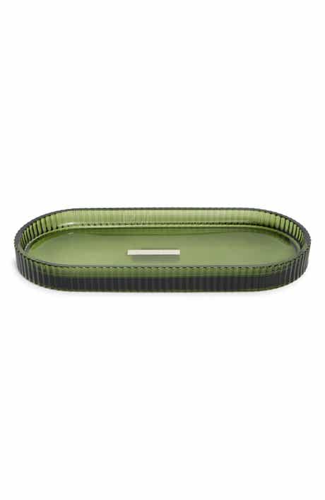 Ribbed Glass Vanity Tray