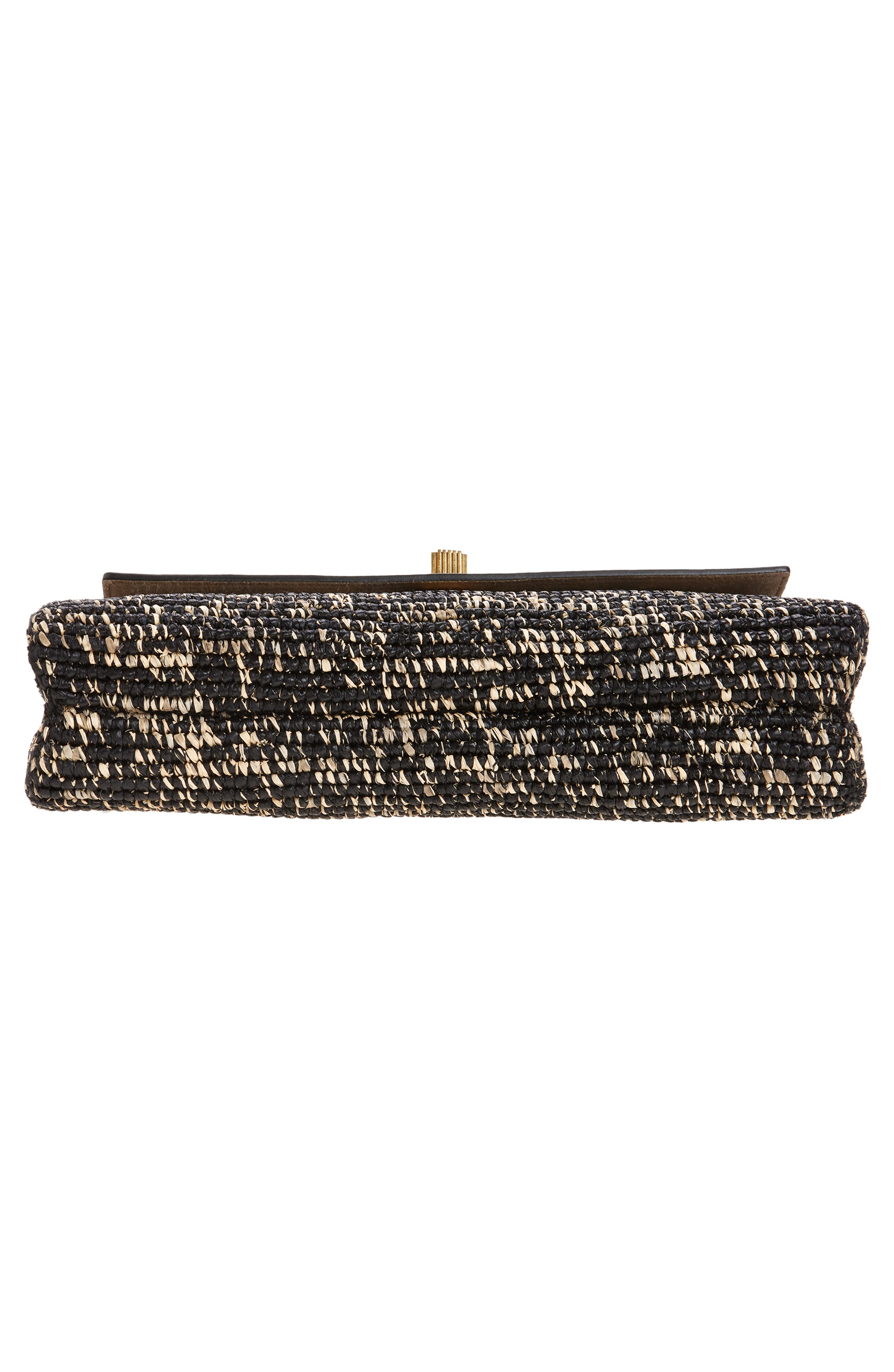 Khaite Audrey Raffia & Leather Clutch, Alternate, color, 294 Black / White