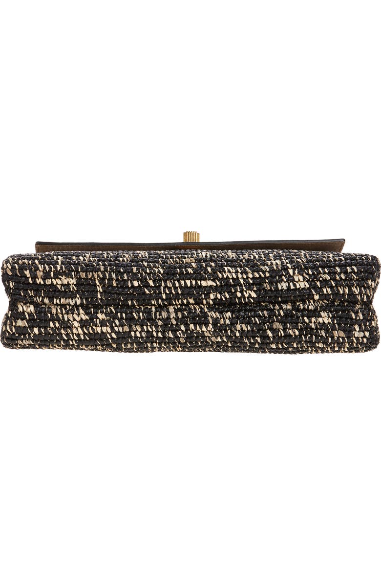 Khaite Audrey Raffia & Leather Clutch, Alternate, color, 294 Black / White