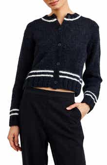Contrast Stripe Crop Cardigan