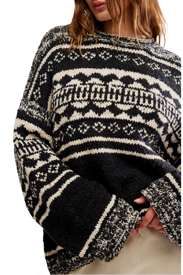 Dani Oversize Cotton Blend Sweater, Alternate, color, BLACK COMBO