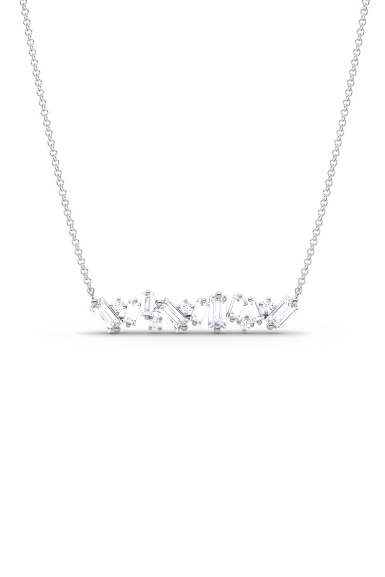 Baguette & Round Lab Created Diamond Pendant Necklace, Alternate, color, 18K WHITE GOLD