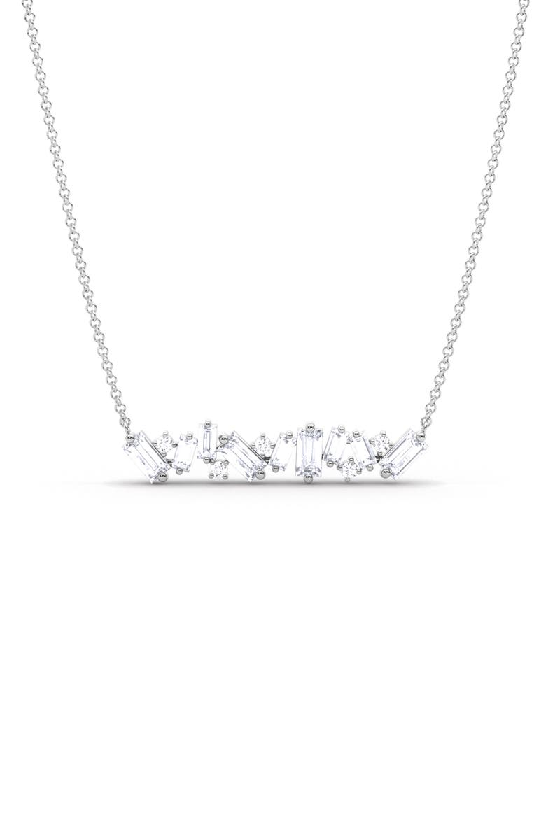 HauteCarat Baguette & Round Lab Created Diamond Pendant Necklace, Alternate, color, 18K White Gold