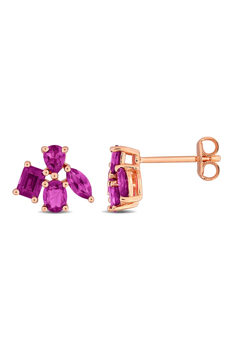 Rhodolite Garnet Cluster Stud Earrings, Main, color, PINK